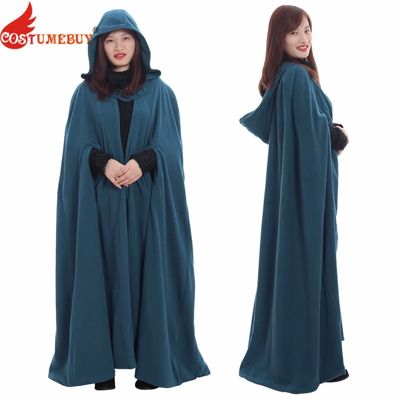 

Costumebuy Retro Women Poncho Capes Medieval Wicca Floor-Length Overs Hoodie Winter Long Cape Cloak Trench Overcoat Costume