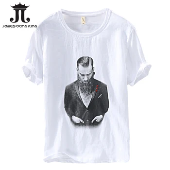 

New casual t shirt men white short sleeve linen cotton tee summer breathable Comfortable tshirt men clothing 255