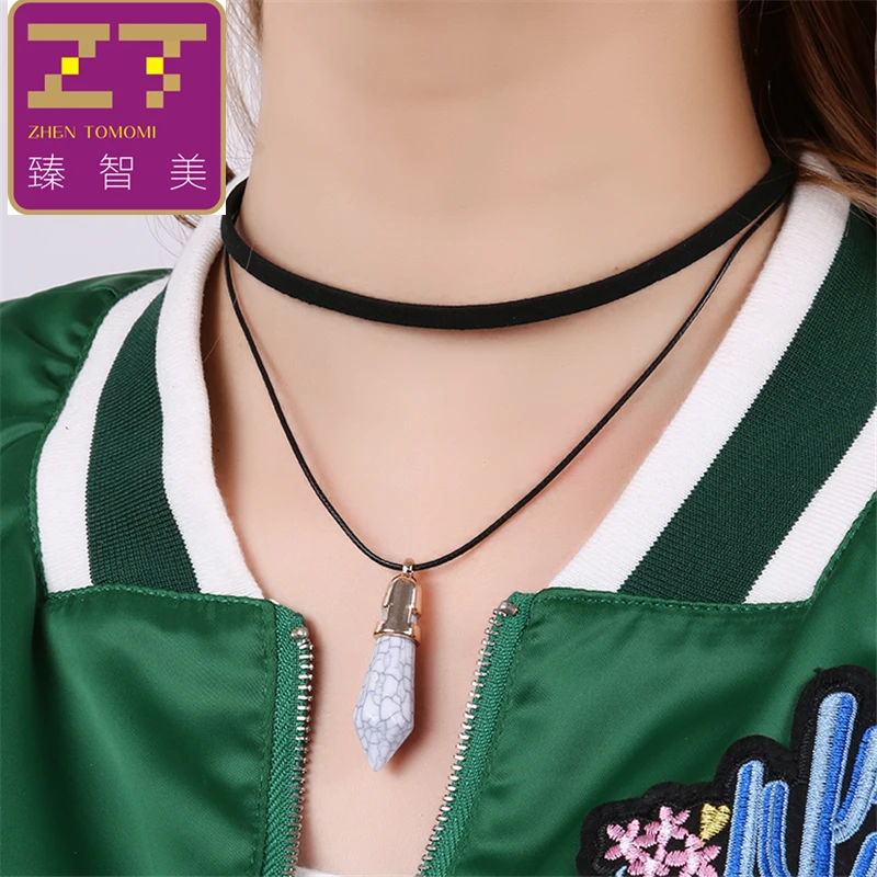 2020 Горячая Мода Torques Collares Макси заявление пуля черный бархатный кожаный