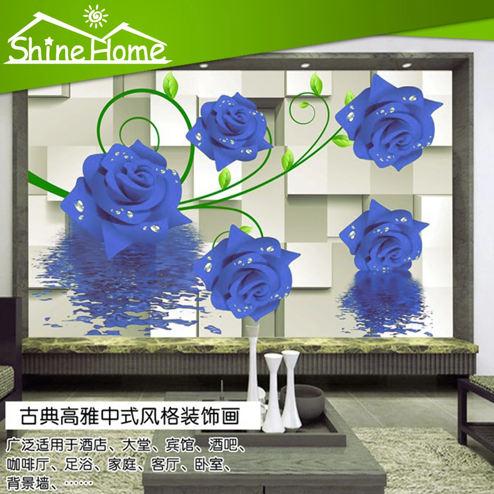 Голубая роза Романтический 3d обои для стен 3 D пол кирпича фото обои для Гостиная Фреска рулонов Ванная комната Украшения в спальню