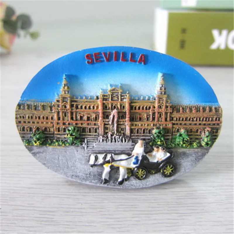 Spain Sevilla 3d Resin Fridge Famous Building Spanish Souvenir Crafts Gift Fridge