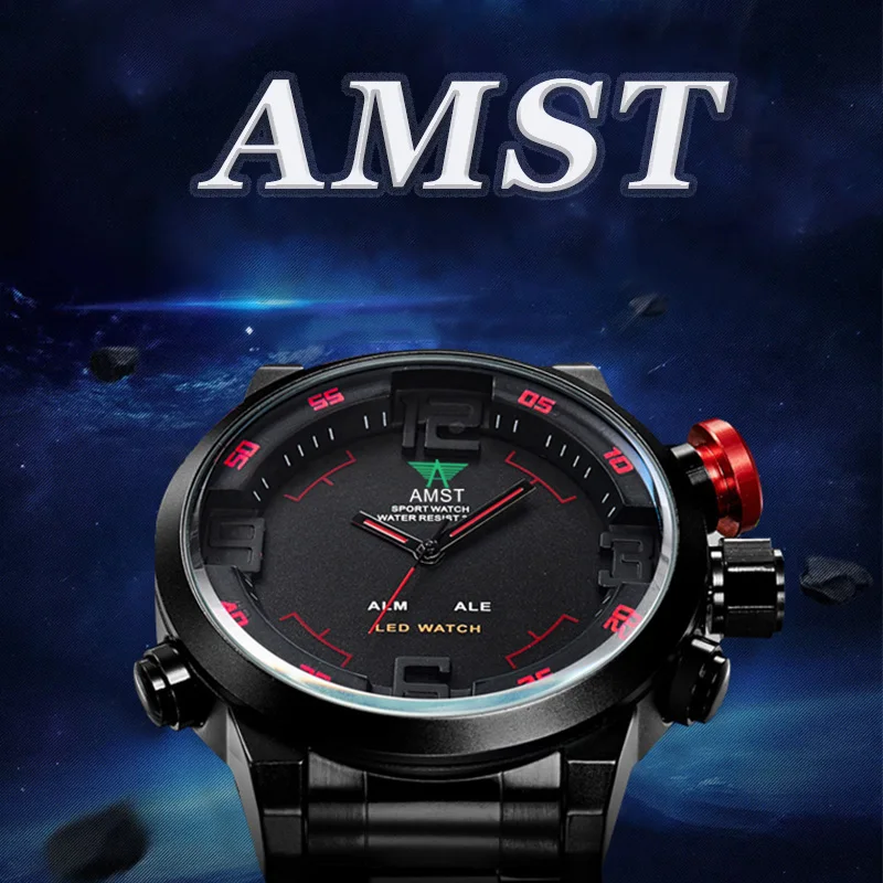 Люксовый бренд AMST мужские G стильные ударные часы светодиодный дисплей военные