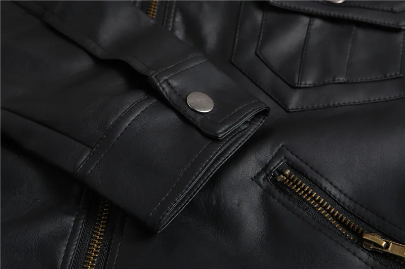 New Mens Leather Jackets England Collar Leather Jacket Mens Slim Multi