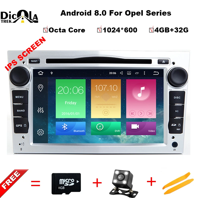 

1024*600 4G+32G Octa Core Android 8.0 2 din Car DVD Stereo for Vauxhall Opel Astra H G Vectra Antara Zafira Corsa GPS Navi Radio