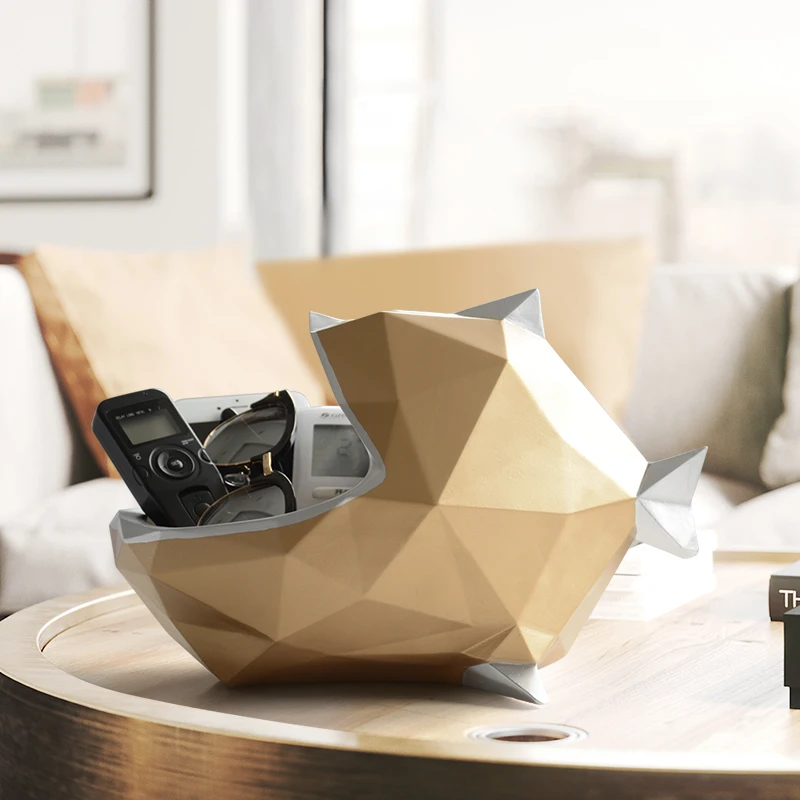 

Modern Resin 3D Geometric Multi-purpose Debris Storage Box Figurines Crafts Sugar Dried Fruit Plate Big Mouth Fish Decoration