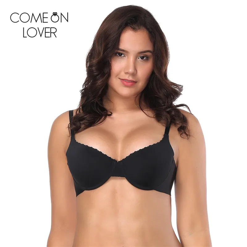 

Comeonlover Nylon excellent quality women seamless bra plus size underwire sexy bra black skin color adjustable bras BL4042