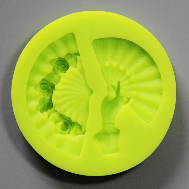 

Free shipping high quality fan silicone mold baking DIY for cake fondant decorating