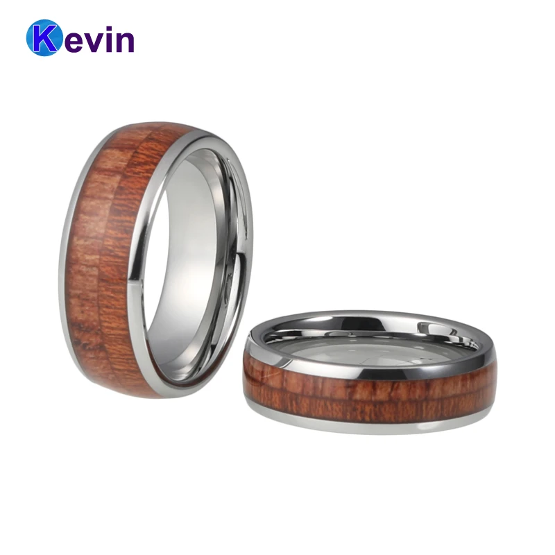 

Hawaiian koa wood inlay tungsten ring men wedding ring