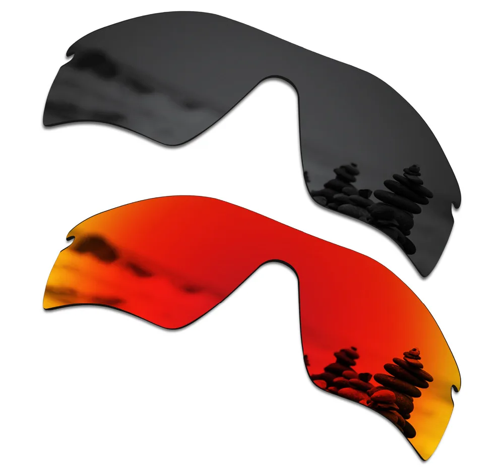 

SmartVLT 2 Pieces Polarized Sunglasses Replacement Lenses for Oakley Radar Path Stealth Black and Fire Red