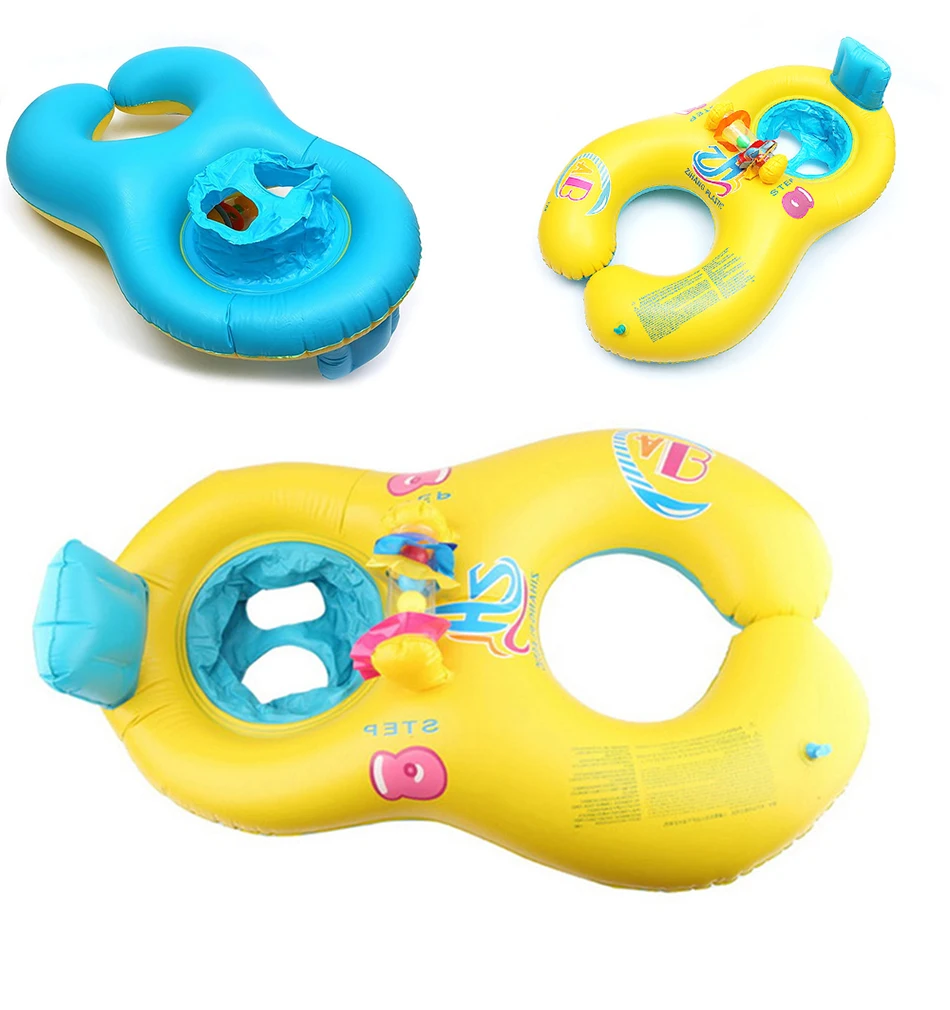 Anel de Natação Inflável do Bebê Anéis de Natação Anel da Sede de Banho Mãe e Filho Piscina Verão Duplo Círculo Infantil Flutuante 7 High Quality Mamãe e Bebê