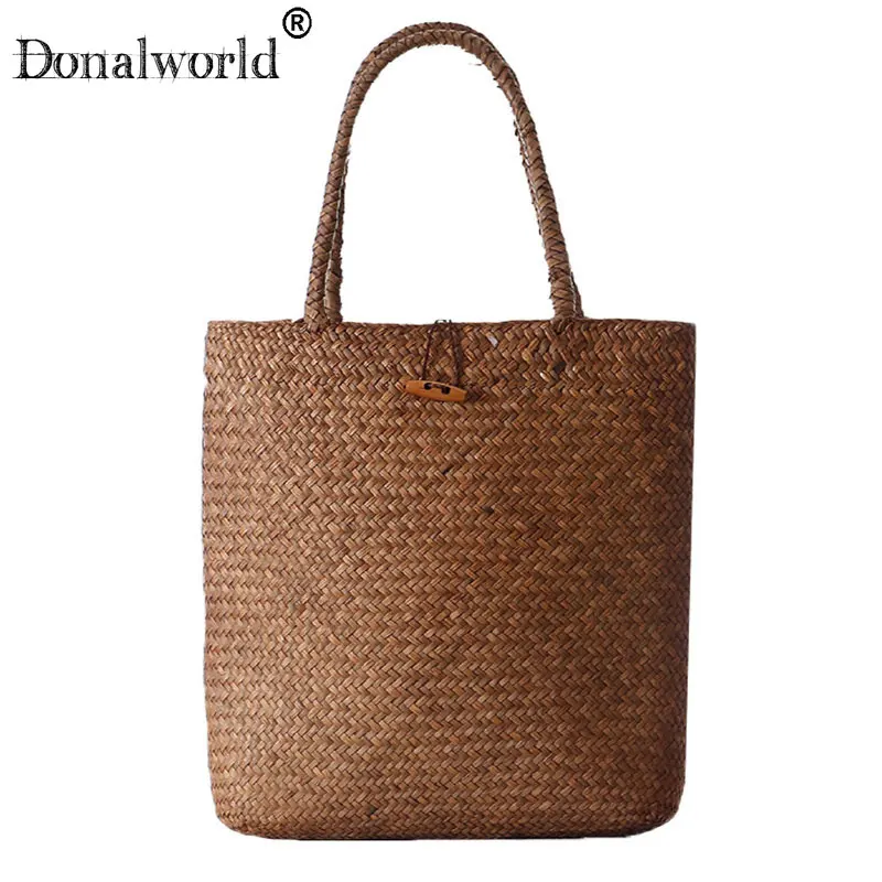 Donalworld Girl Straw Bag Totes Rattan Beach Handbag Woven Shopping Tote
