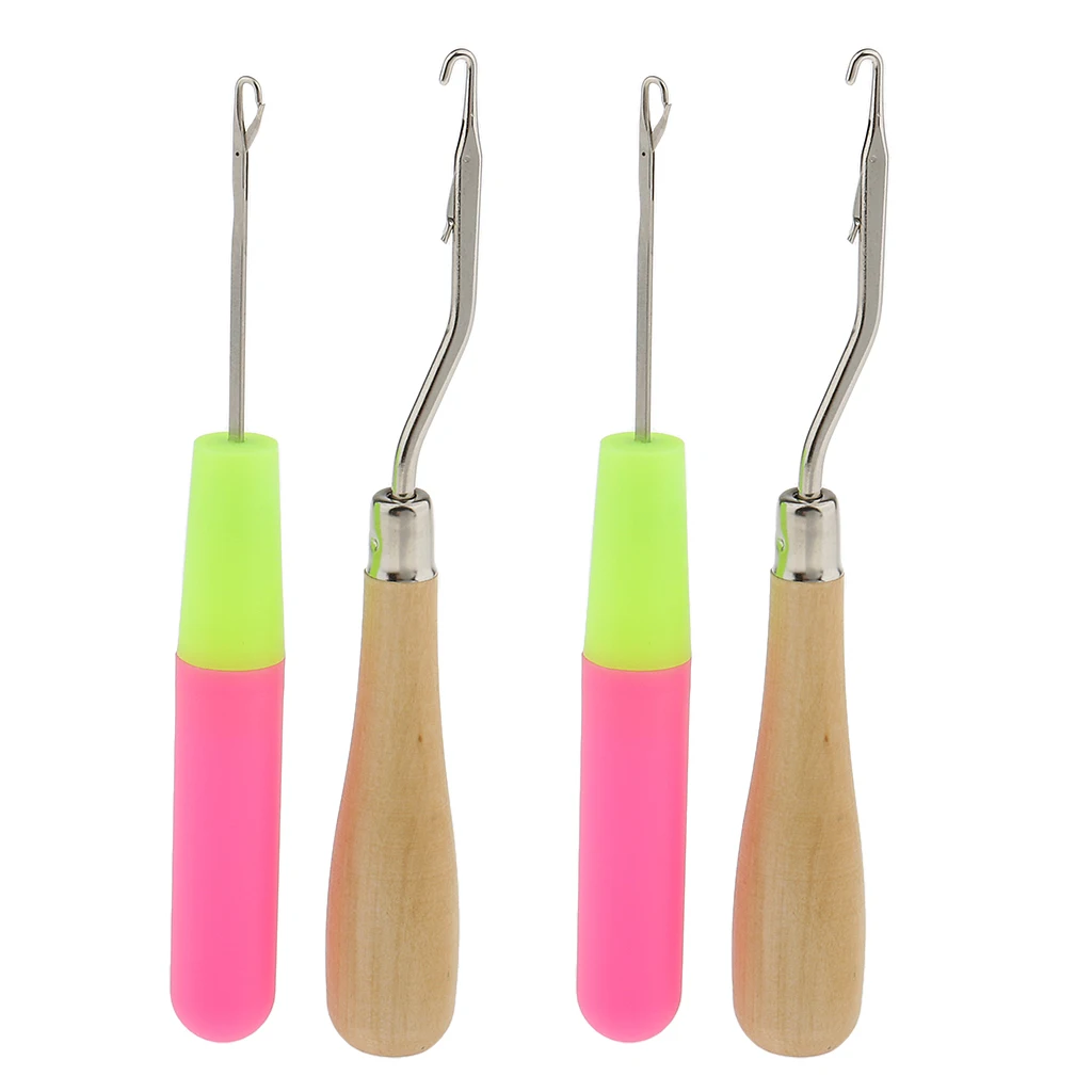 4Pcs Hair Extension Needle Crochet Hook Braid Tie Weaving Knitting Wig Tools