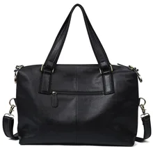 Большая вместительная повседневная мужская сумка из натуральной кожи, одноцветная сумка из мягкого материала, многофункциональная сумка для хранения, сумка для компьютера