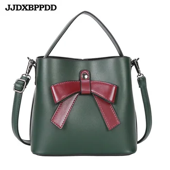 

Bucket Bag For women 2019 High Quality Leather Luxury Handbags Shoulder Bag Brand Desinger Ladies Bow Crossbody Bags bolsa