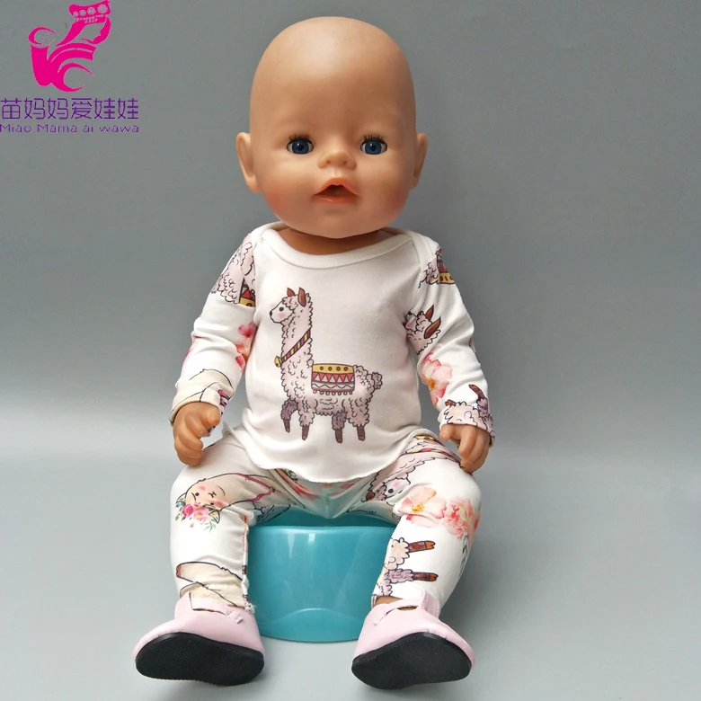 

Doll clothes pants cartoon alpaca pajamas for born baby doll sleeping wear sets for 18" girl dolls clothes toys wear kids gift