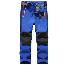 Уличные детские штаны лыжные штаны для мальчиков и девочек осенне-зимние Бархатные ветрозащитные водонепроницаемые и теплые альпинистские штаны