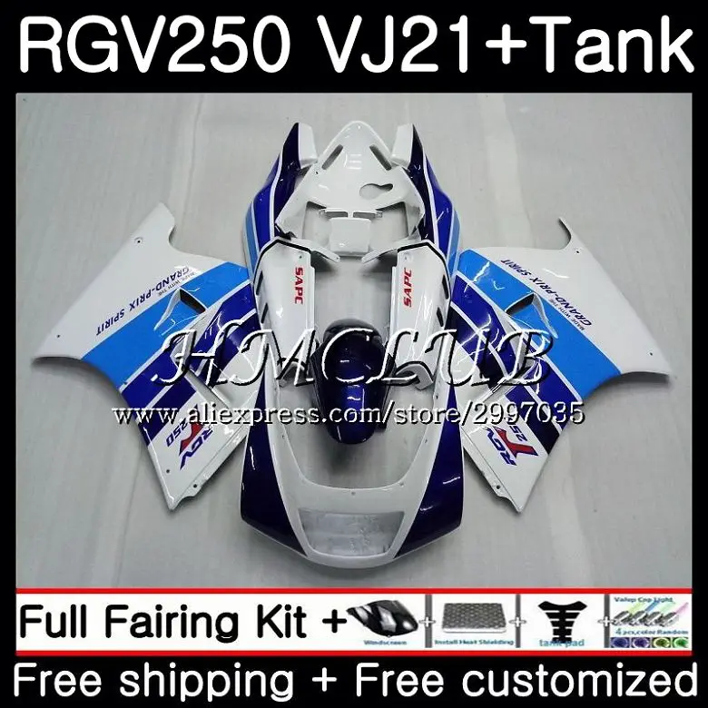

Body +Tank For SUZUKI VJ21 VJ22 VJ23 RGV250 1988 1989 41HC.14 RGV-250 VJ 21 22 23 SAPC light blue top RGV 250 88 89 Fairing kit