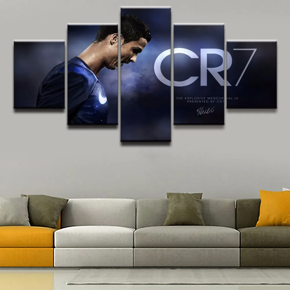 

Wall Art Canvas Painting Modular Pictures For Modern Living Room Decor 5 Pieces Print Sports Cristiano Ronaldo Poster Frame