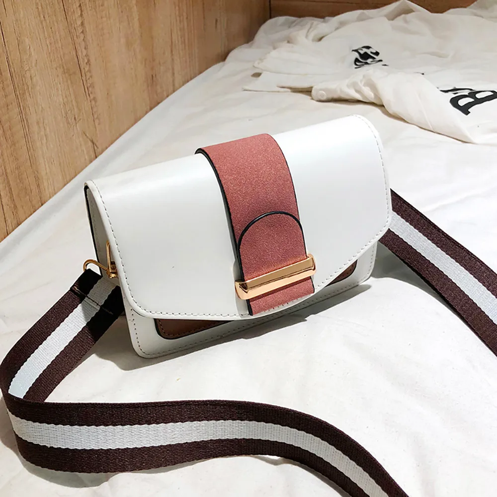 

HTNBO HOT Women Small Single Shoulder Contrast Color Wild Messenger Bag Crossbody Bags PU Leather Cover Casual Handbag 2019 #F