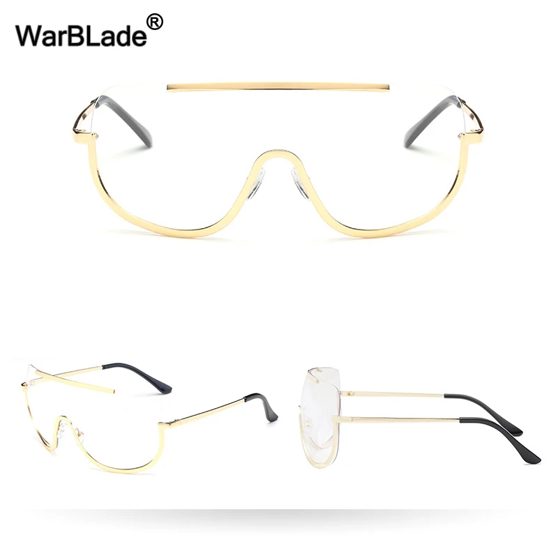 Женские солнцезащитные очки без оправы WarBLade дизайнерские в стиле ретро большие