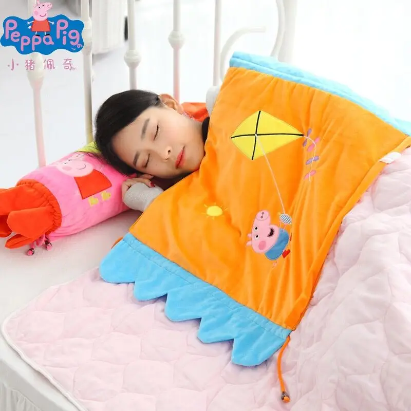 

120*150cm Genuine Peppa Pig cartoon Candy air conditioning multi-function plush Summer quilt Kids Kindergarten Blanket kids toy