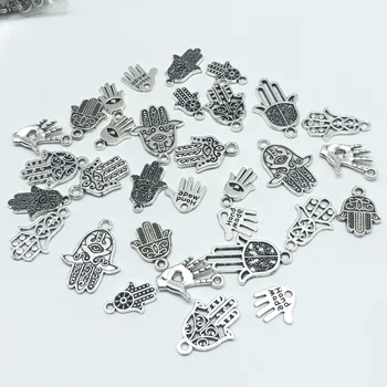 

30pcs Mixed batch Charm heart eyes palm pendant antique jewelry vintage Tibetan silver DIY bracelet necklace