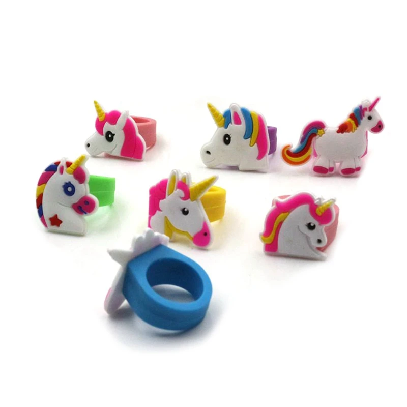 

New Arrival Fashion Hot Sale Silicone Unicorn Rings PVC Soft Ring Children's Cartoon Ring Party Gifts Girls Boys