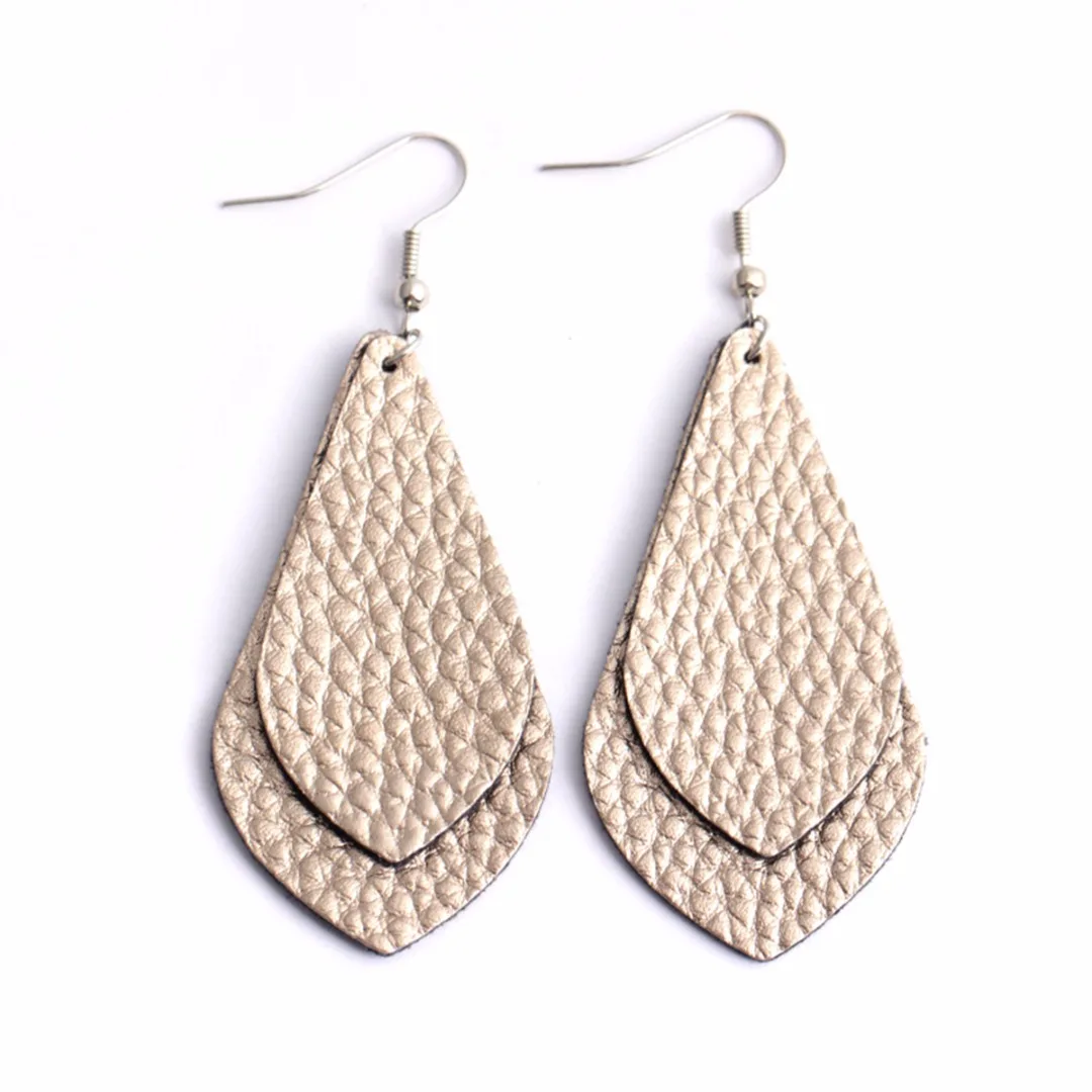 Bohemian PU Leather Long Drop Earrings For Women Trendy Statement Multi Layer Water Drop Earring oorbellen Jewelry Shellhard
