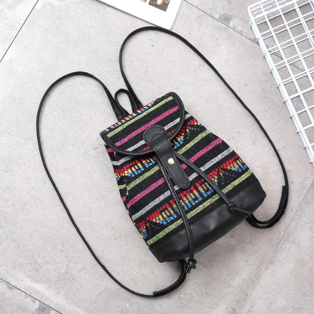 

Women Fashion National wind backpack woven canvas backpack for Teenage Girls Female School Bag Bagpack H30513