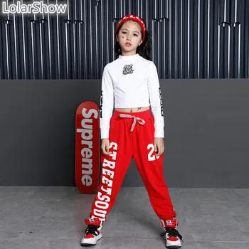 

Kids Cropped Sweatshirt Jogger Pants Hip Hop Clothing Girl's Boys Jazz Dance Costume Children Dancing Streetwear