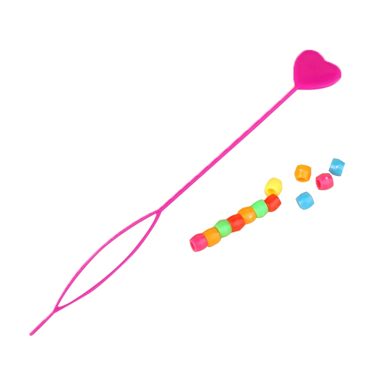 Lady Colorful Plastic Beads Decor Hair Braid Pink Ponytail Maker Styling Tool