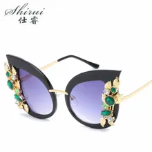 Новинка, модные женские солнцезащитные очки в стиле барокко с листьями, Ретро стиль, брендовые сексуальные солнцезащитные очки с драгоценными камнями, летние пляжные очки zonnebril dames sol