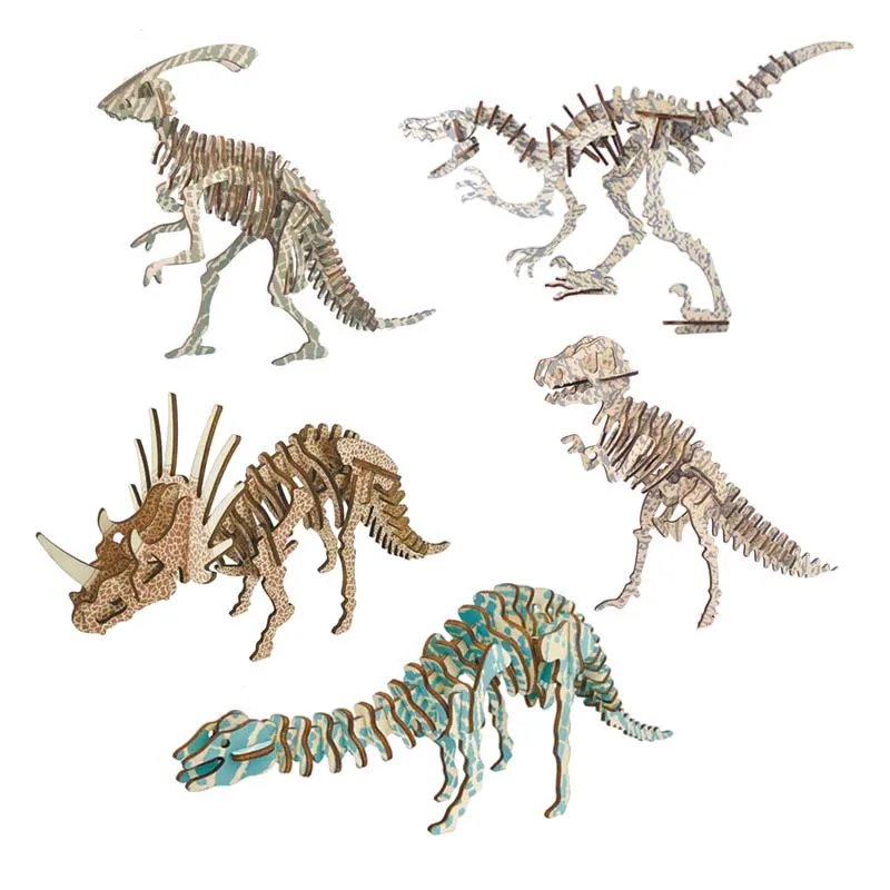 

1Pcs DIY 3D Wooden Puzzles Animal Dinosaur Model Assembling Building Kits IQ Educational Toys for Children Gift Toy