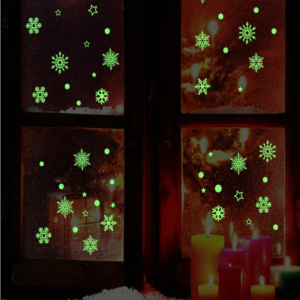 Christmas snowflake Luminous Wall Window Stickers for Kids Room Bedroom