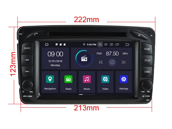 Cheap 7" Android 9.0 Pie OS Car DVD Multimedia GPS Radio for Mercedes-Benz CLK-Class C209 W209 1998-2004.5 & Vito/Viano W639 2004-2006 3