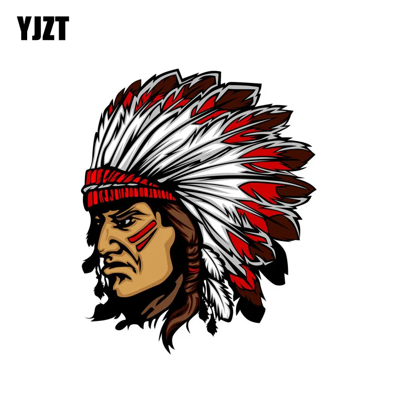 

YJZT 13.6CM*16.6CM Personality Indian Chief Mascot Head Car Sticker Helmet Body Accessories 6-2272