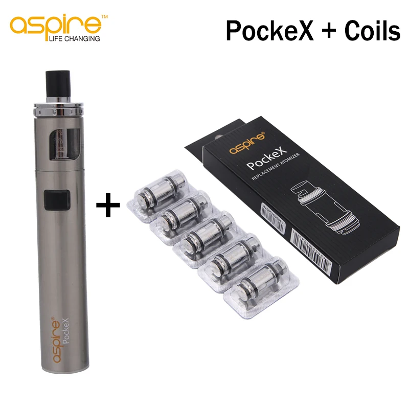 Оригинальная электронная сигарета Aspire PockeX Pocket AIO Kit с 5 шт. катушек 1500 Ом
