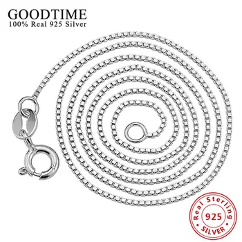 

Wholesale Sterling Silver Jewelry Pure Silver Box Chain Necklace Real Solid 925 Sterling Silver Link Chains for Women AJC003