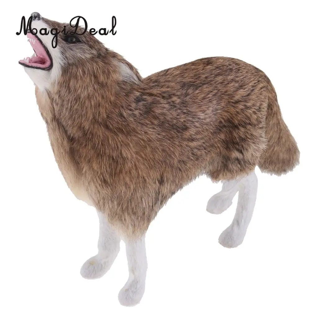 Realistic Grey Howling Wolf Simulation Model Figure Kids Toy Home Decor Gift