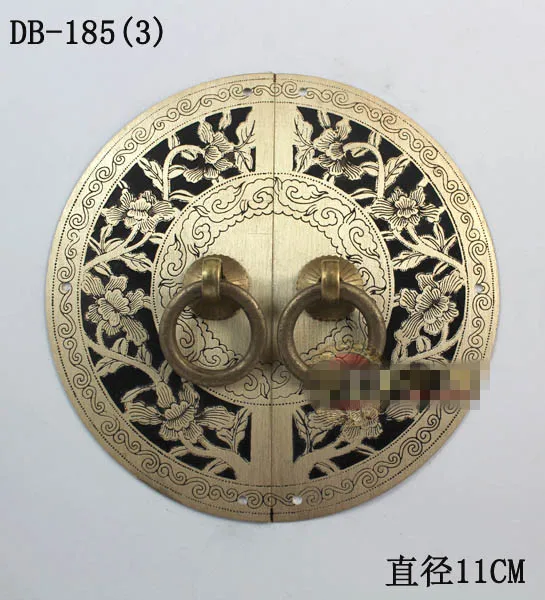 

110mm Chinese antique furniture cabinet drawer handle copper circular pattern DB-185