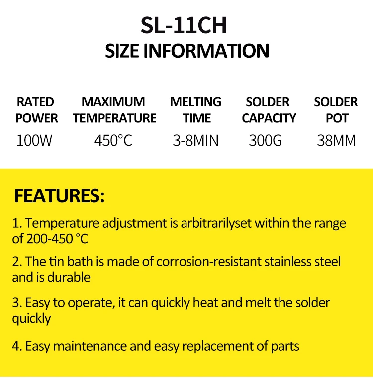 SL-11CH 100 Вт 38mm300g Емкость 100 мм Цифровой термостат свинцовый горшок из титанового сплава пайки 110 В 220 В