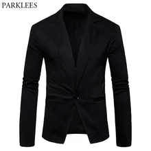 Мужской повседневный приталенный однобортный вязанный Блейзер на одной пуговице, куртка, модный вязаный пиджак, мужской блейзер