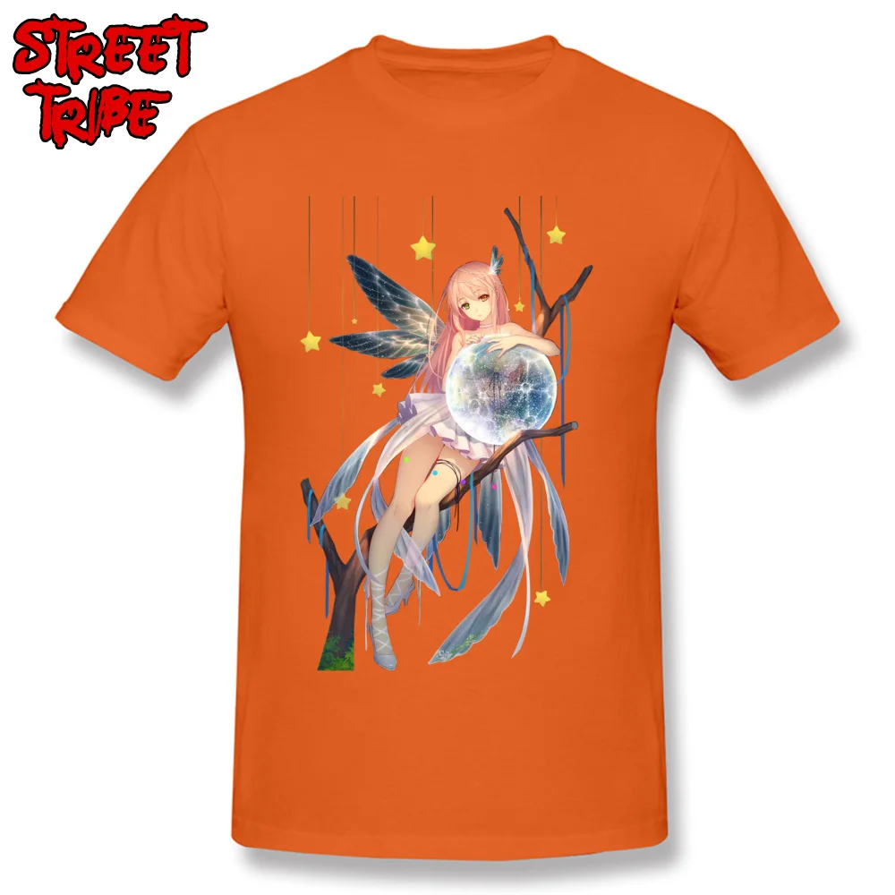 fairy anime sprite T-shirts Normal Short Sleeve Designer Crewneck Cotton Fabric Tops Tees Party T Shirt for Men Mother Day fairy anime sprite orange