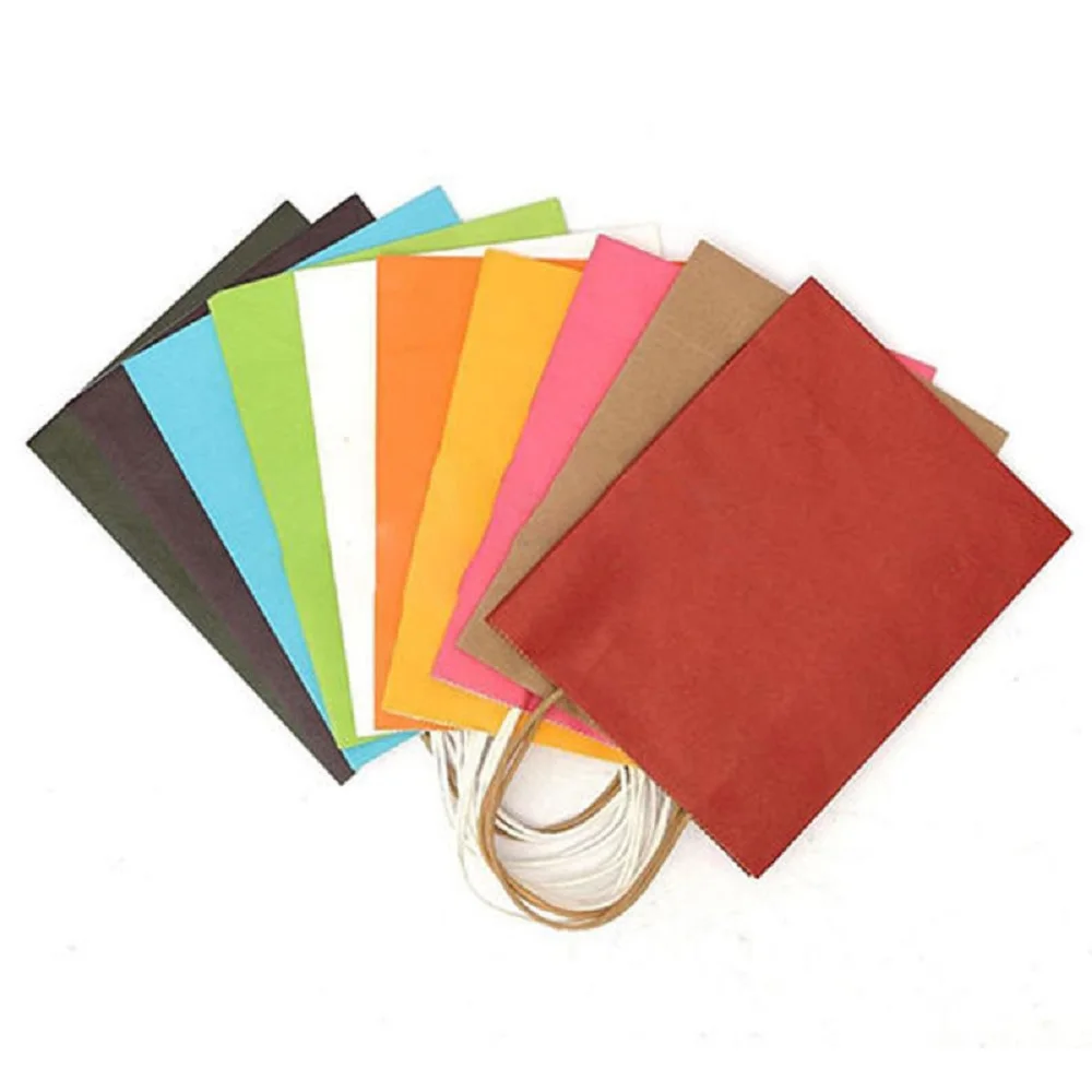 New Recyclable 10 Colors High Quality Kraft Paper Bag With Handles Party Gift Tote Bags Shopping Paper Bag New Recyclable 10 Colors High Quality Kraft Paper Bag With Handles Party Gift Tote Bags Shopping Paper Bag