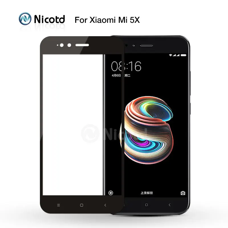 2 шт./лот Nicotd для Xiaomi Mi A1 / 5X 2.5D цветное полноэкранное закаленное стекло Защитная