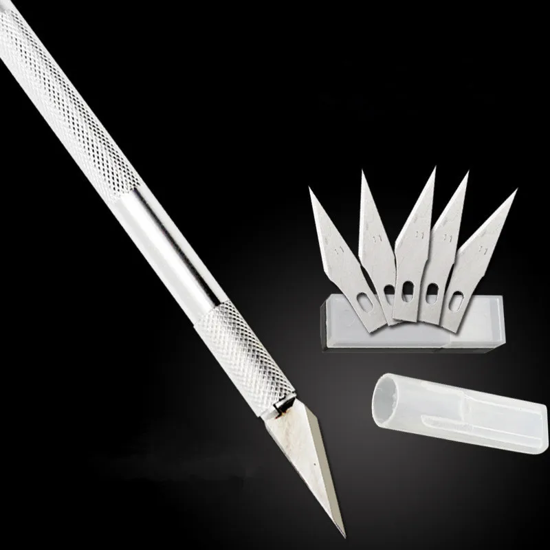 Нескользящий металлический нож для скальпеля набор инструментов для резки гравюра ножи+ 5 шт. лезвия мобильный телефон PCB DIY ремонт ручные инструменты