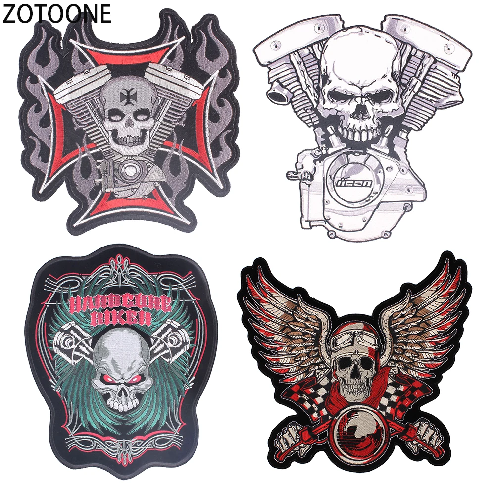 Нашивки ZOTOONE в стиле панк с черепами для одежды вышитые нашивки шитья большие