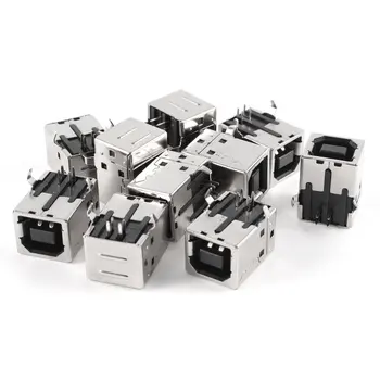 

IMC Hot 10 Pcs USB Female Type-B Port 4-Pin Right Angle PCB DIP Jack Socket
