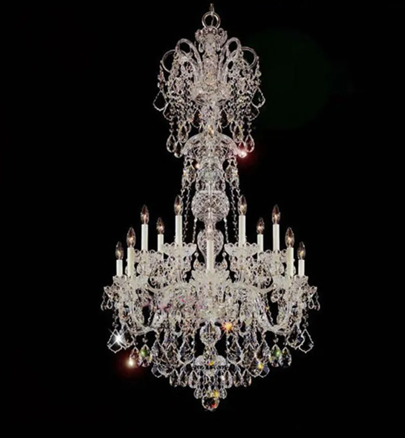 

Deplex building high quality crystal chandelier lighting D80cm*H138cm E14*15 large living room led candle chandelier candelabro