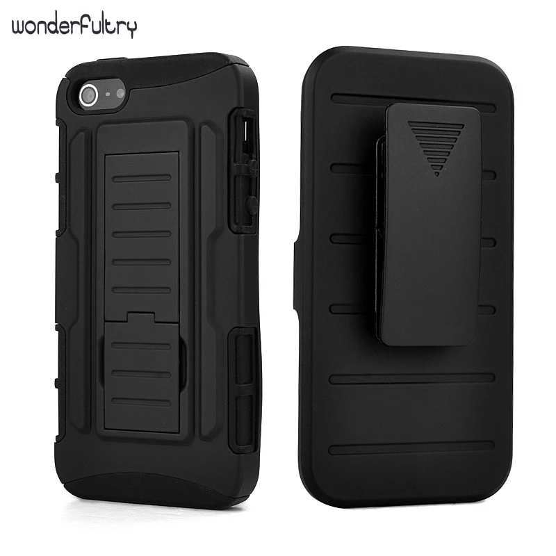 Wonderfultry For iPhone SE Case 3 in 1 Future Armor Belt Clip Holster